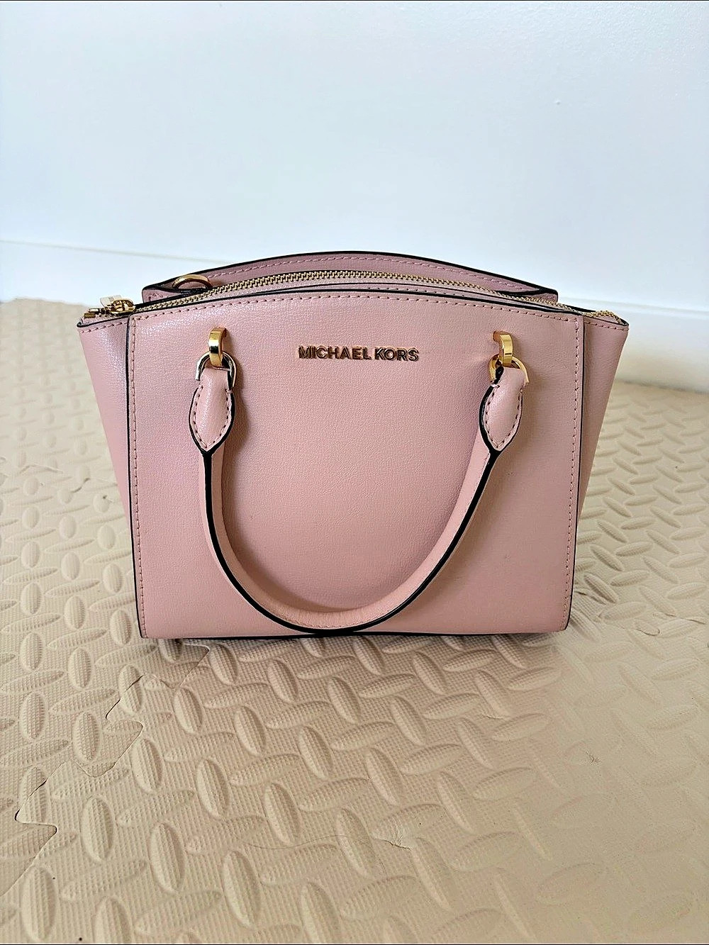Michael Kors Avril Small Leather Top-Zip Satchel Pink
